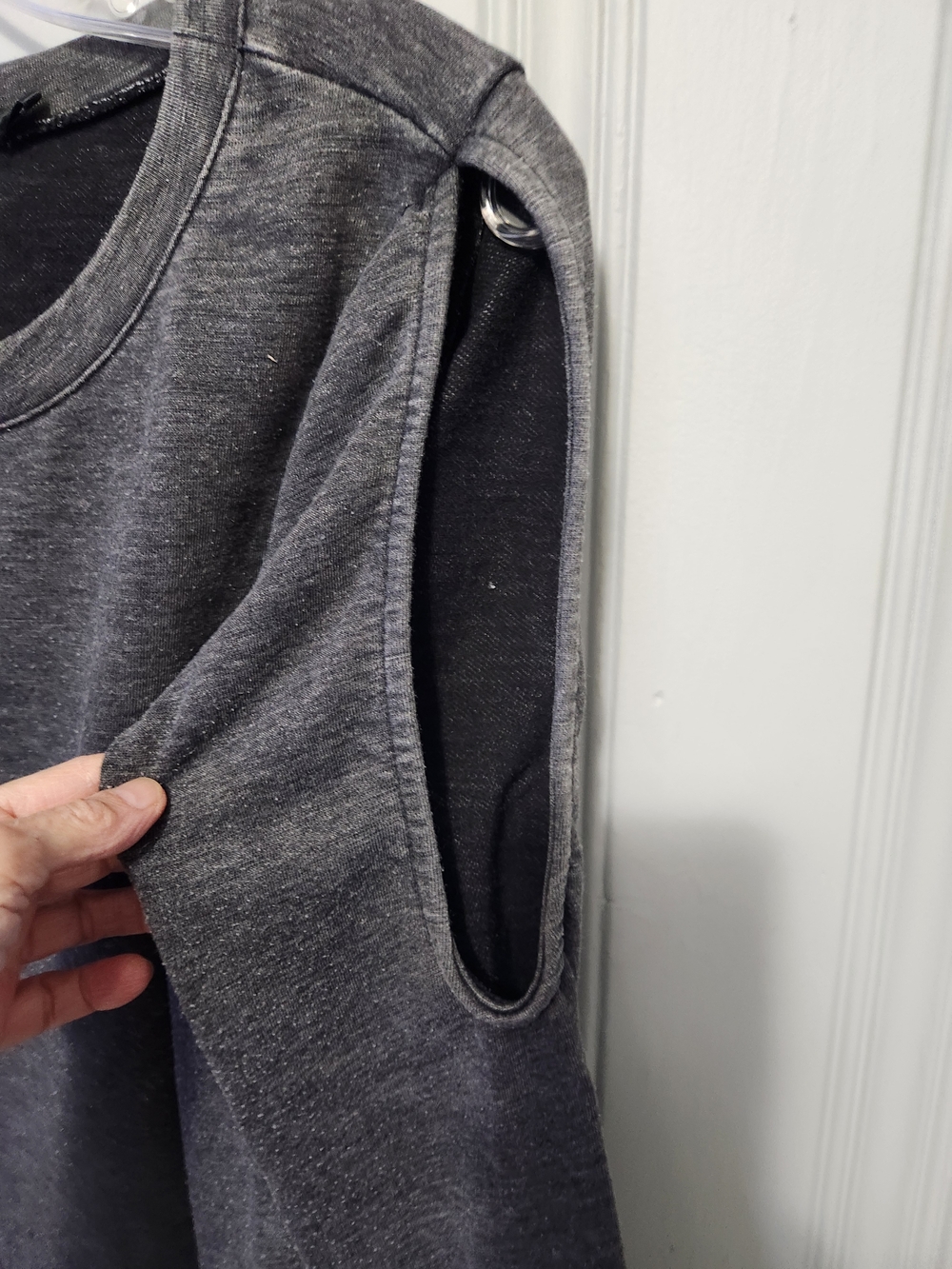 Doe & Rae Gray Cold-Shoulder Sweatshirt - Picture 4 of 8